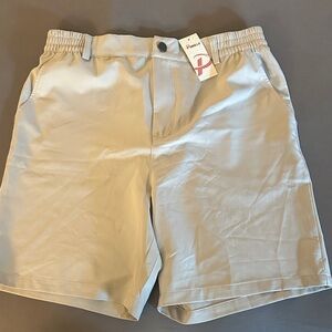 NWT Pudolla Men's Casual Elastic-Waist Shorts - Beige